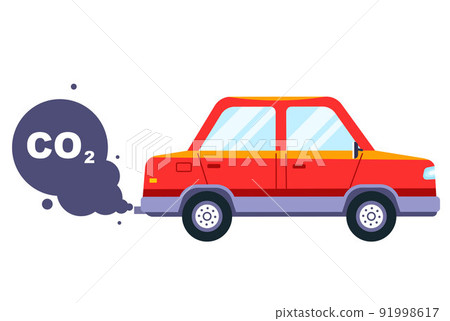 CO2 exhaust from the tailpipe of a car. environmental pollution. 91998617