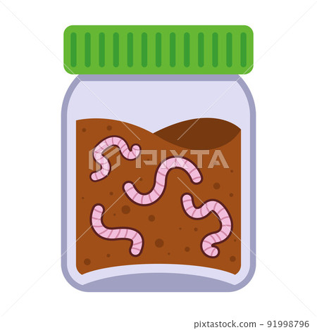 jar with earthworms for fishing. bait for fishing. 91998796
