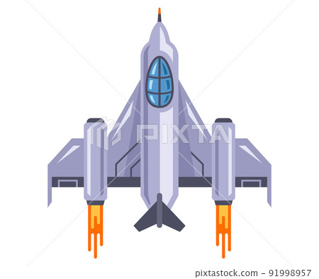 military spaceship of the future flies in space. 91998957