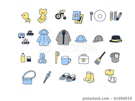 A set of handwritten icons that can be used in nursery schools and kindergartens 91999919