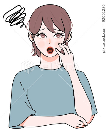 Illustration of a woman suffering from skin problems Illustration of a woman suffering from skin problems 92001286