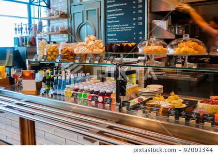 Sweets and drinks in the St. Pederburg showcase Sweets and drinks in the St. Pederburg showcase 92001344