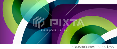 Abstract background with color geometric shapes. Beautiful minimal backdrop with round shapes circles and lines. Geometrical design. Vector illustration Abstract background with color geometric shapes. Beautiful minimal backdrop with round shapes circles and lines. Geometrical design. Vector illustration 92001899