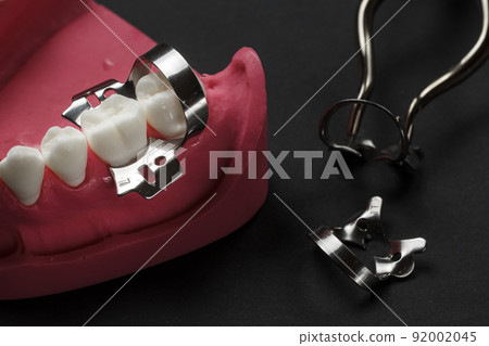 Layout of the human jaw with dam clamps. Layout of the human jaw with dam clamps. 92002045
