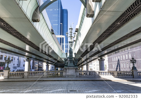 Chuo-ku, Tokyo Nihonbashi and Zero Milestone In Japan before the removal of the Metropolitan Expressway (bottom center of photo) 92002333