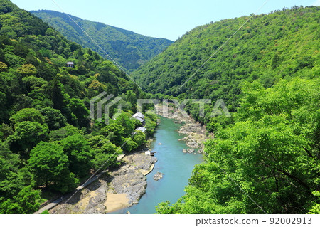 Hozukyo seen from Arashiyama Park Observatory in early summer Hozukyo seen from Arashiyama Park Observatory in early summer 92002913