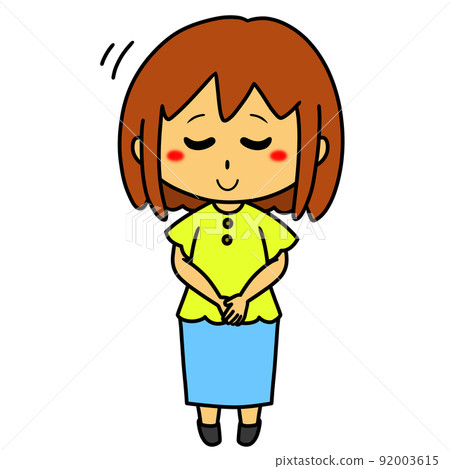 Illustration of a woman bowing with Pecoli Illustration of a woman bowing with Pecoli 92003615