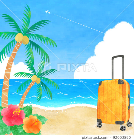 夏季海濱度假區手繪水彩插畫廣場 92003890