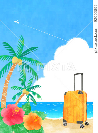 夏季海濱度假區手繪水彩插圖肖像 92003893
