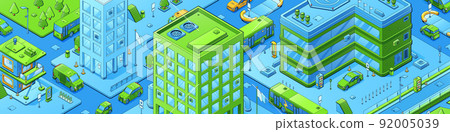 Isometric city, modern metropolis with buildings 92005039