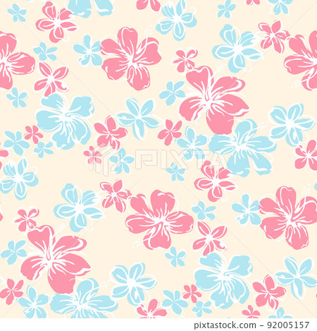 Hibiscus pattern beige background 92005157