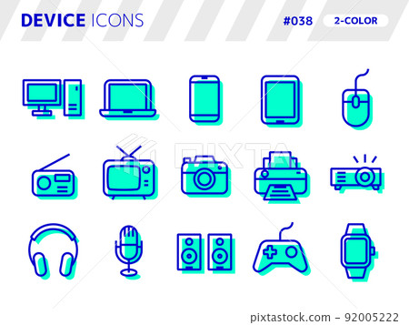 Two-color style icon set related to the device_038 92005222