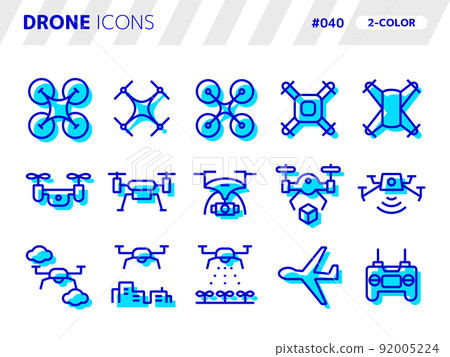 Two-color style icon set related to drone_040 92005224