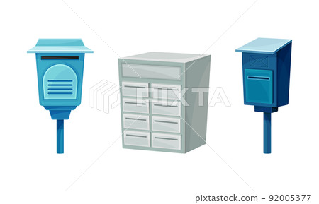 Set of metal mailboxes for correspondence vector illustration 92005377