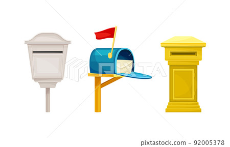 Classic mailboxes for correspondence sending and delivery set vector illustration Classic mailboxes for correspondence sending and delivery set vector illustration 92005378