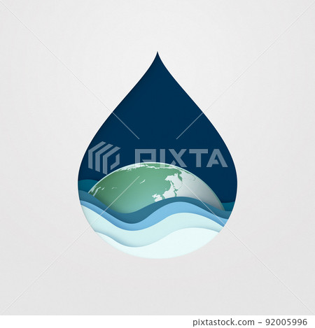 Thinking about the problem of water on the earth Paper cut 92005996