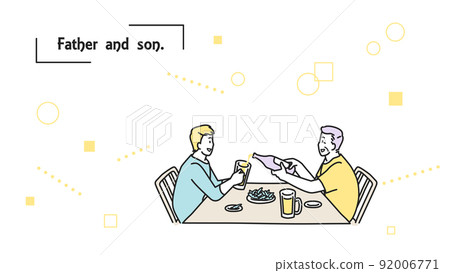 一個成年的兒子和一個喝啤酒的父親 92006771