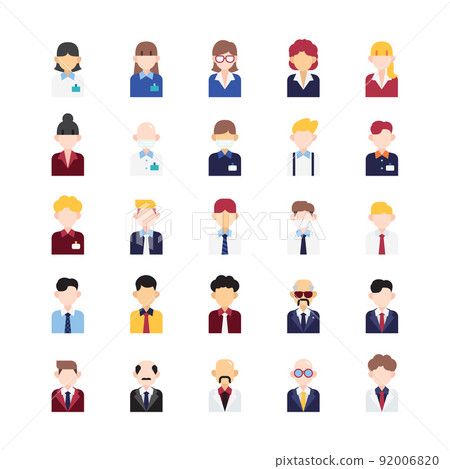 Business man flat icons set. office people outline icon collection, vector Business man flat icons set. office people outline icon collection, vector 92006820