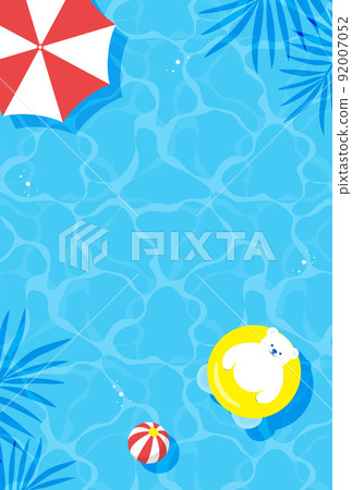 北極熊漂浮在水池中的背景插圖 92007052