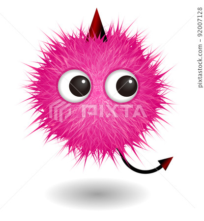 Cute cartoon fluffy monster character 92007128