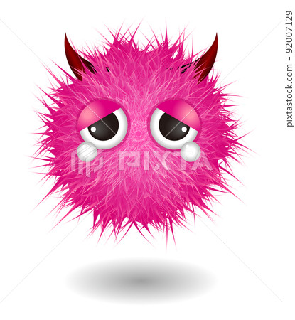 Cute cartoon fluffy monster character 92007129
