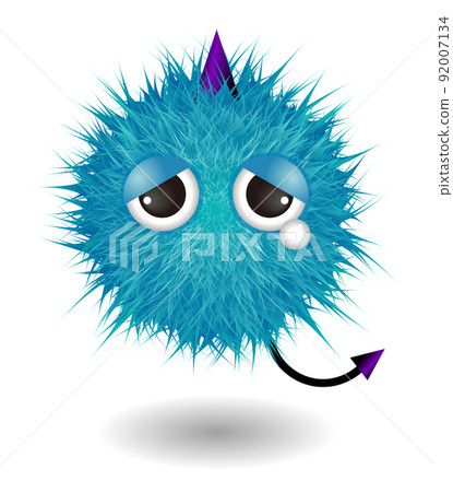 Cute cartoon fluffy monster character 92007134