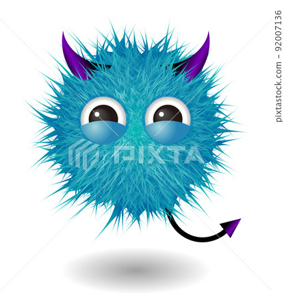 Cute cartoon fluffy monster character 92007136