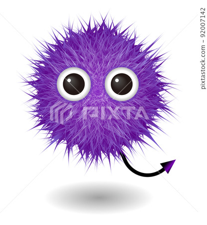Cute cartoon fluffy monster character 92007142