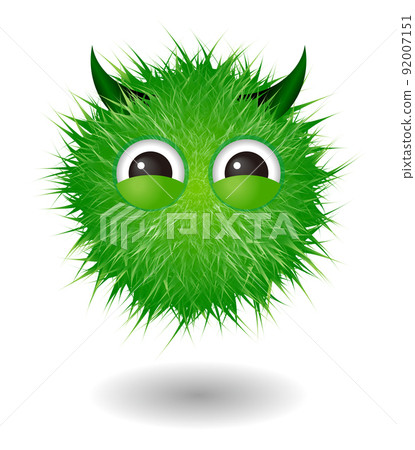 Cute cartoon fluffy monster character 92007151
