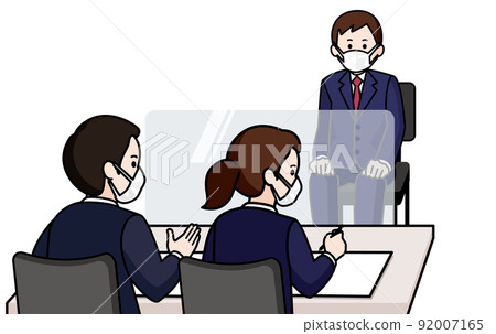 Men who are interviewed with masks Interviewers Men and women Men who are interviewed with masks Interviewers Men and women 92007165