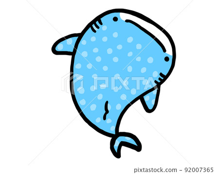 可愛的鯨鯊/手繪插畫素材 92007365