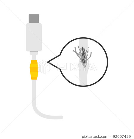 用乙烯基膠帶修復充電線的矢量圖解 用乙烯基膠帶修復充電線的矢量圖解 92007439