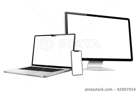 Laptop with computer screen and modern smartphone mockup Laptop with computer screen and modern smartphone mockup 92007854