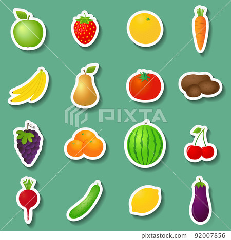 Set of fruits and vegetables stickers 92007856