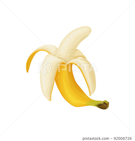 Banana. Image of a peeled banana. Ripe tropical fruit. Ripe banana. Vector illustration isolated on a white background 92008726