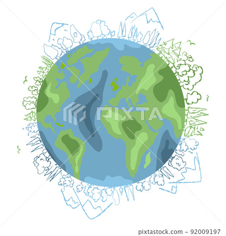 World environment day. Earth globe with splashes in watercolor style art 92009197