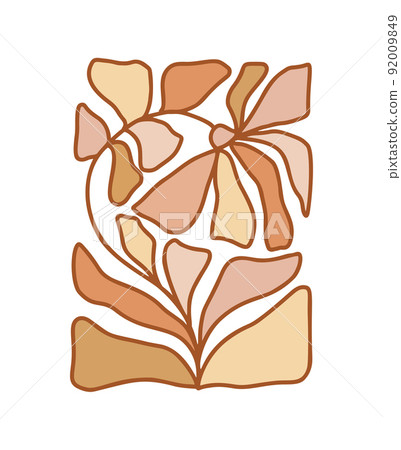 Vector 70s inspired pattern in rectangular shape. Flower Groovy hippie funny boho yellow palette Great for fabric, giftwrap, scrapbooking, packaging, poster, card 92009849