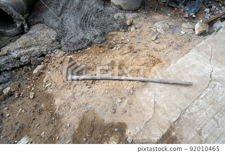 A shovel with a wooden handle, as a digging tool, A shovel with a wooden handle, as a digging tool, 92010465