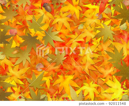 Japanese style A bold and fashionable Japanese wallpaper material with gorgeous gold and autumn leaves and nuts. 92011548