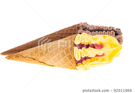 ice cream in waffle cone isolated 92011868