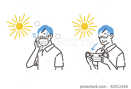 摘下口罩作為中暑措施的老人 92012260