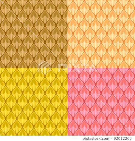 Set of seamless patterns with peel surface of pineapple. Harvesting tropical fruits. Ornament for decoration and printing on fabric. Design element. Vector Set of seamless patterns with peel surface of pineapple. Harvesting tropical fruits. Ornament for decoration and printing on fabric. Design element. Vector 92012263