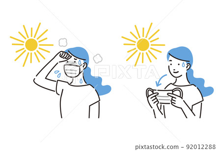 A woman who removes a mask as a measure against heat stroke A woman who removes a mask as a measure against heat stroke 92012288