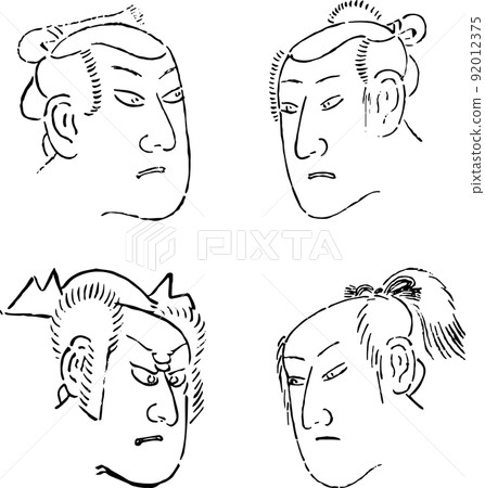Ukiyo-e character parts: Male face set 5 92012375