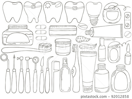 Monochrome medical illustrations. Coloring pages, black and white 92012858
