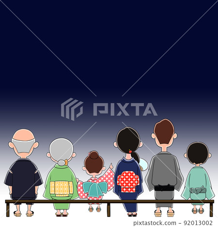 Waiting for a fireworks display with your family (behind / copy space available) 92013002