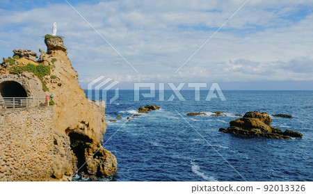 view of the Rocher de la Vierge, Biarritz, France view of the Rocher de la Vierge, Biarritz, France 92013326