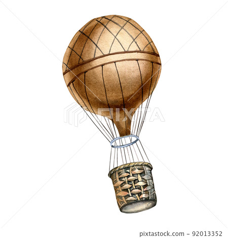 Retro hot air balloon vintage style watercolor illustration isolated. Retro hot air balloon vintage style watercolor illustration isolated. 92013352