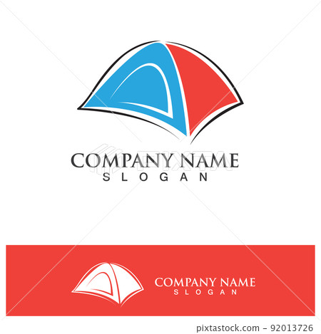 Campfire logo badge label vector illustration on black background. Crossed logs of wood and fire flame Classic badge 92013726