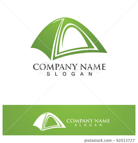 Campfire logo badge label vector illustration on black background. Crossed logs of wood and fire flame Classic badge 92013727